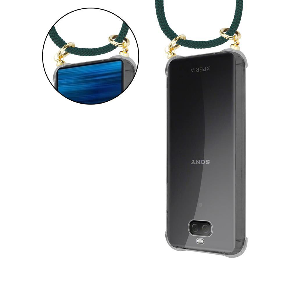 Ein durchsichtiger Handyhülle mit Trageband, zeigt Sony Xperia Rückseite.