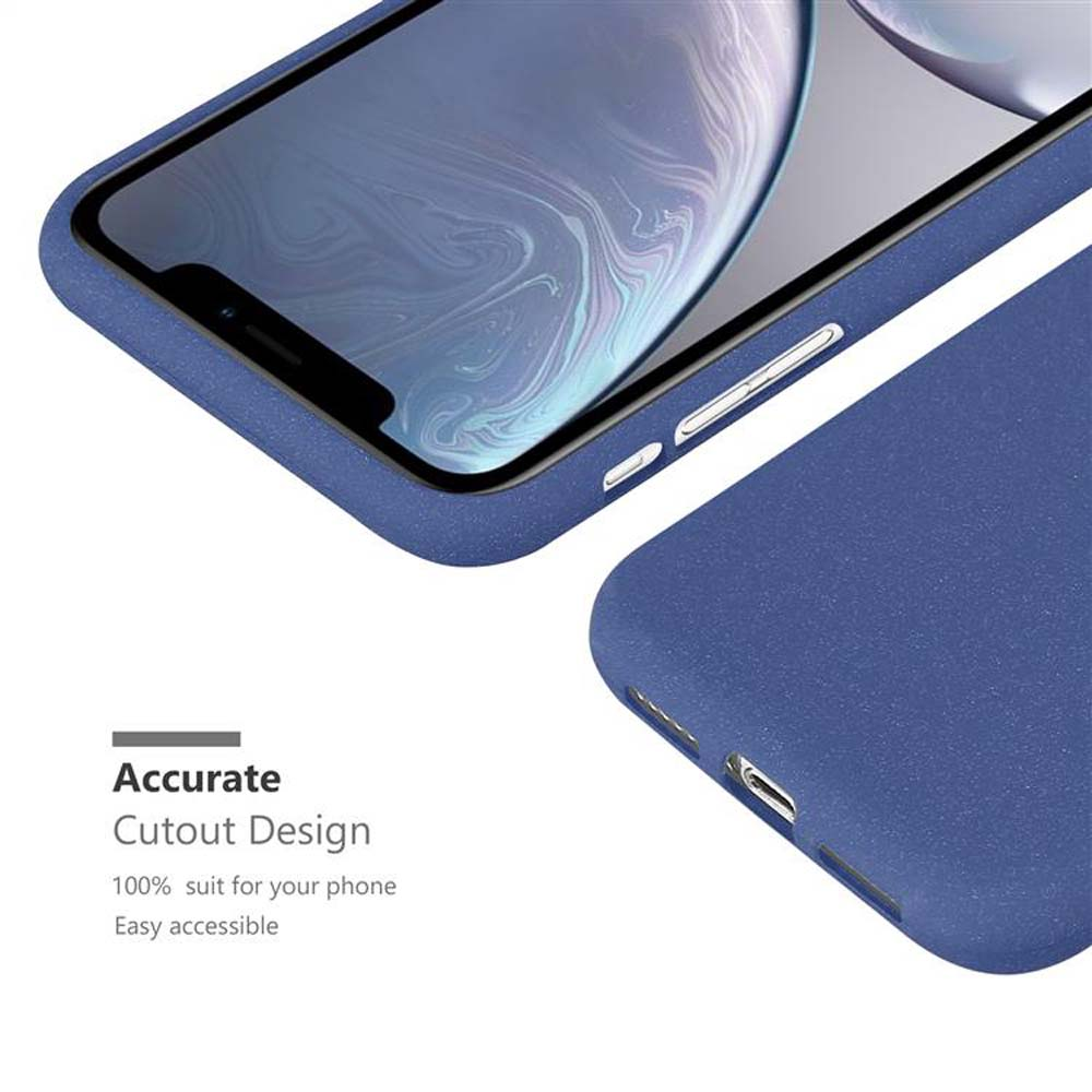 Una custodia blu per telefono con parte dello schermo. Design preciso.