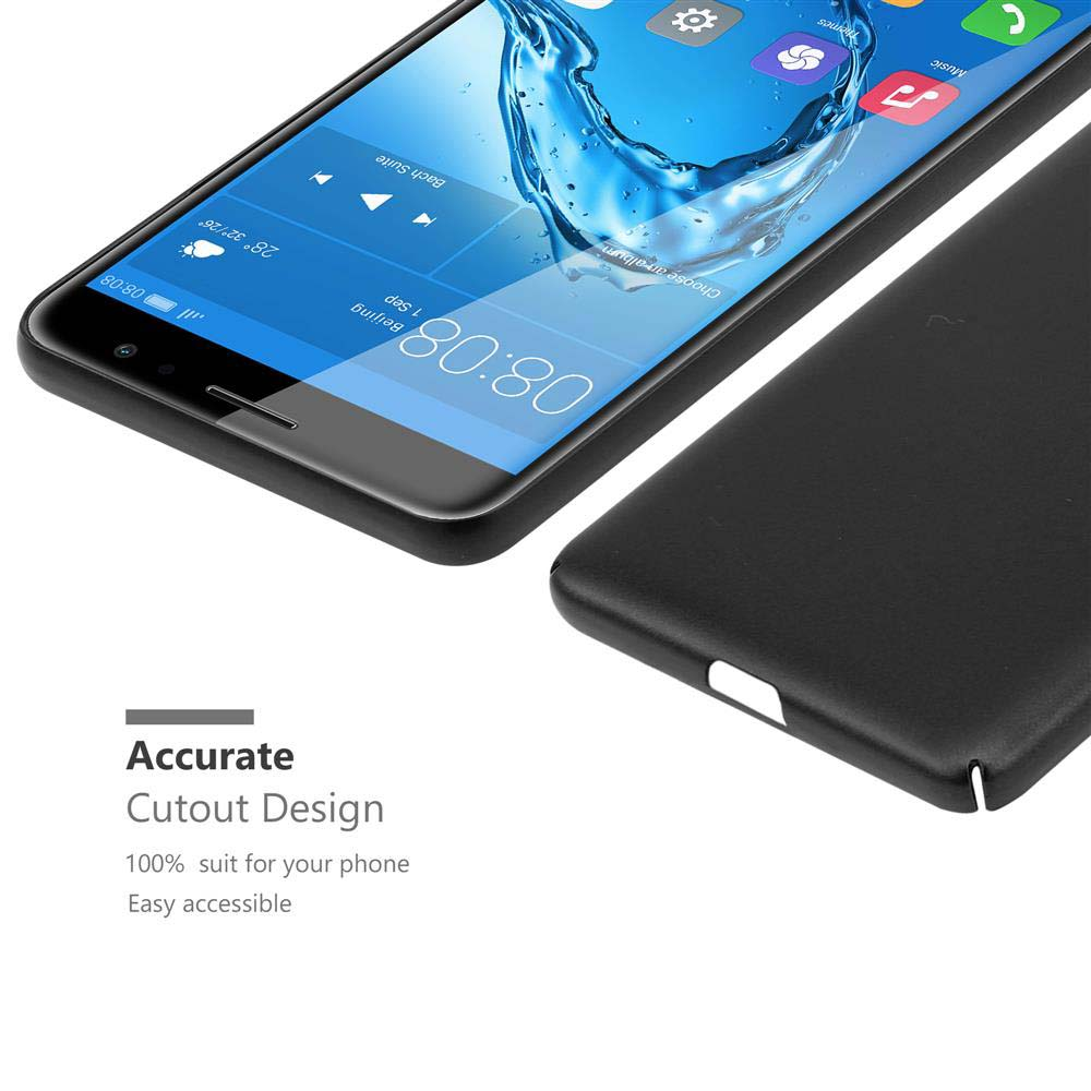 Custodia nera per telefono accanto a uno smartphone con schermo aperto.