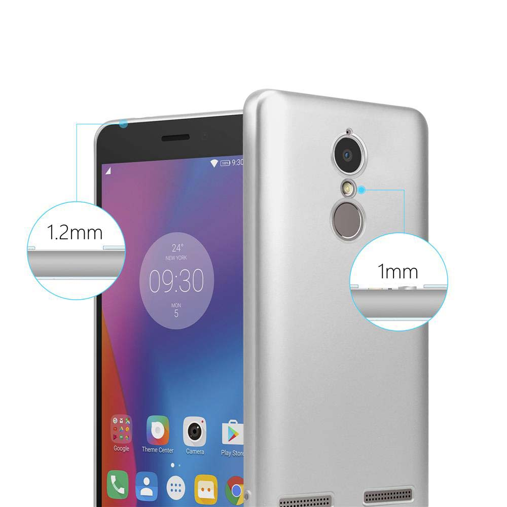 Smartphone argentato focalizzato sullo spessore. 1,2 mm a sinistra, 1 mm a destra.