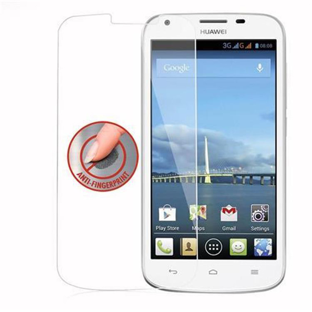 Una protezione schermo anti-impronta per uno smartphone Huawei bianco.