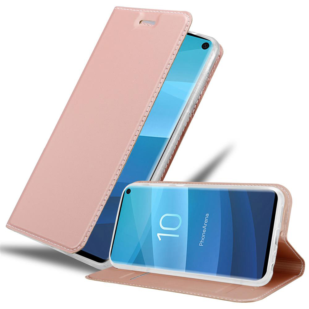 Ein rosafarbenes Handycover mit einem Smartphone, das "10" anzeigt.