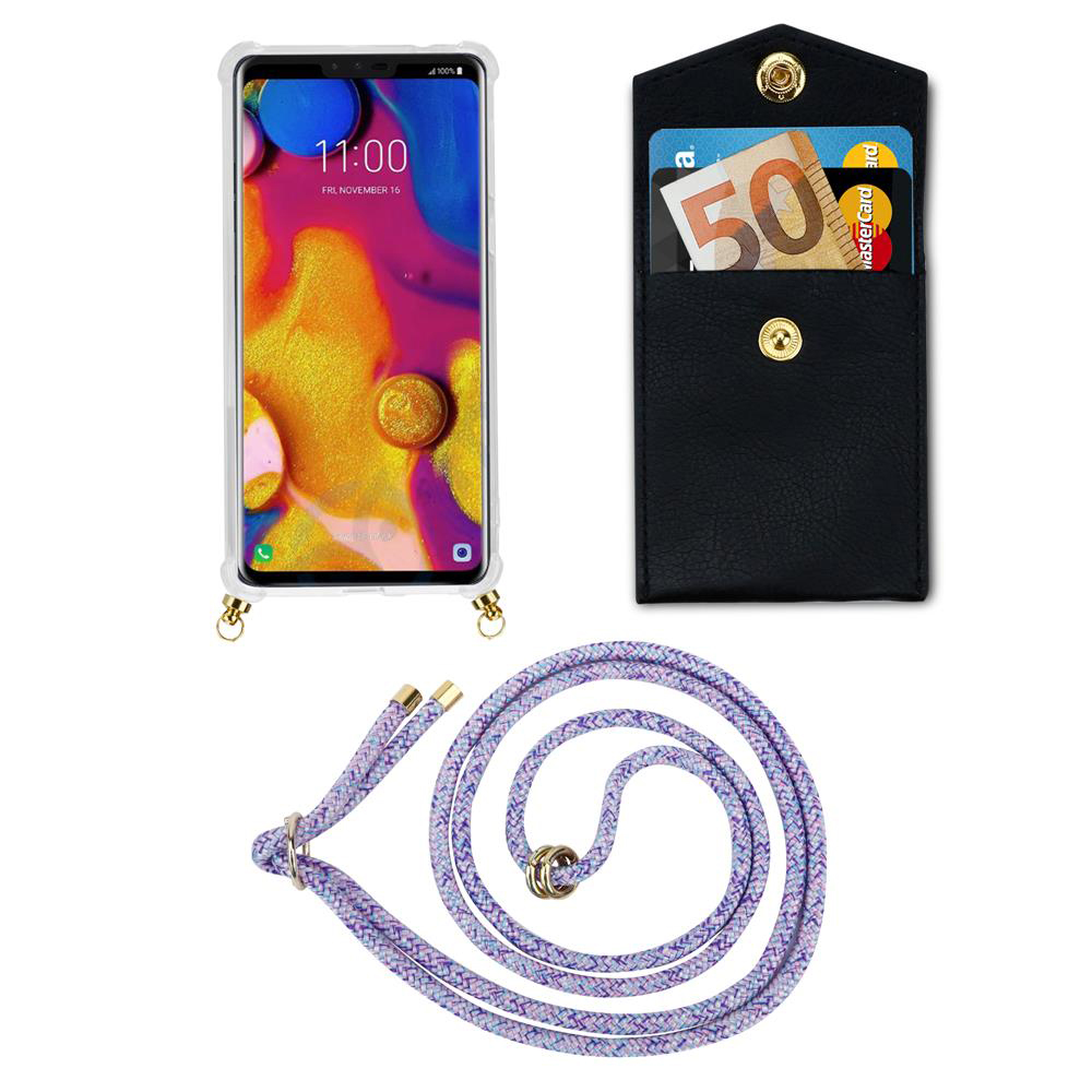 Smartphone mit Hülle, Kartenetui mit Geld und Karten, und Lanyard.