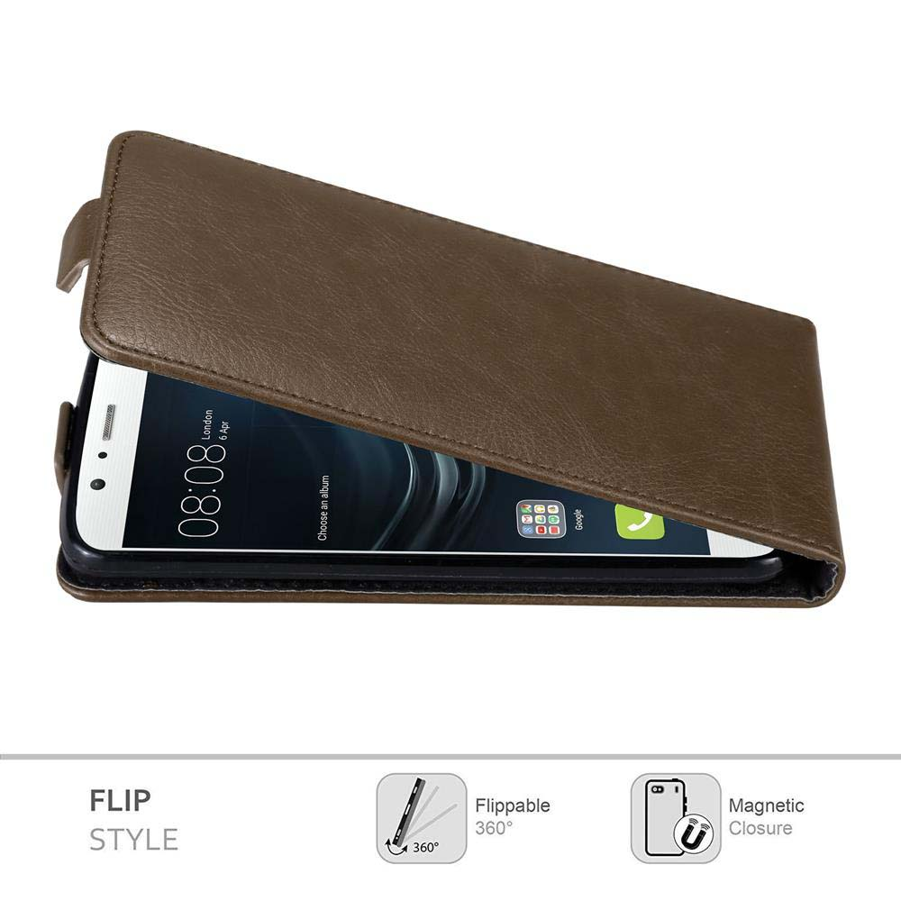 Custodia per telefono marrone stile flip con schermo aperto che mostra le 08:08.