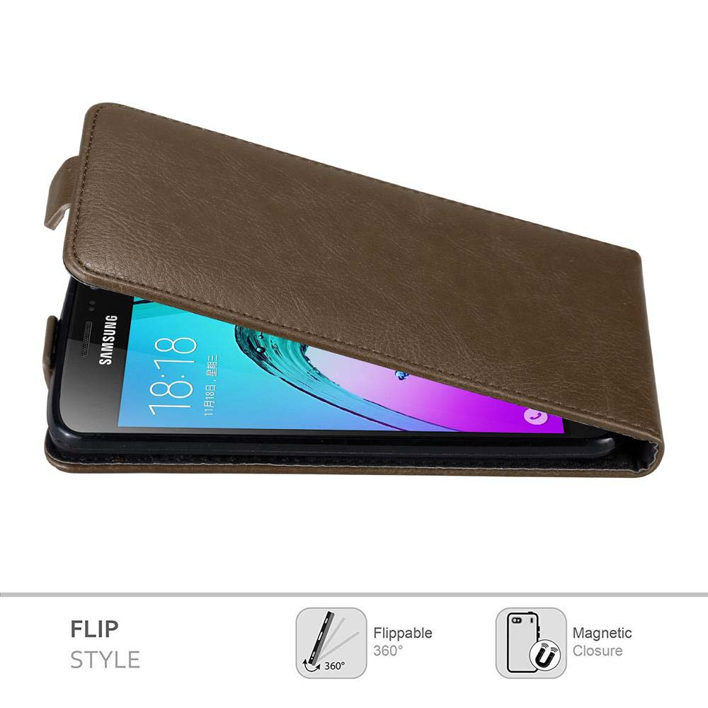 Custodia a libro in pelle marrone per Samsung, mostra 18:18.
