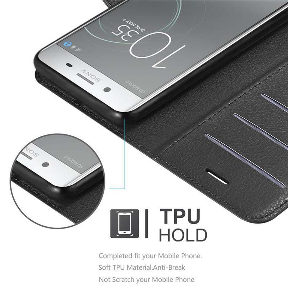 Telefono Sony in custodia TPU nera con schermo che mostra 10:35.