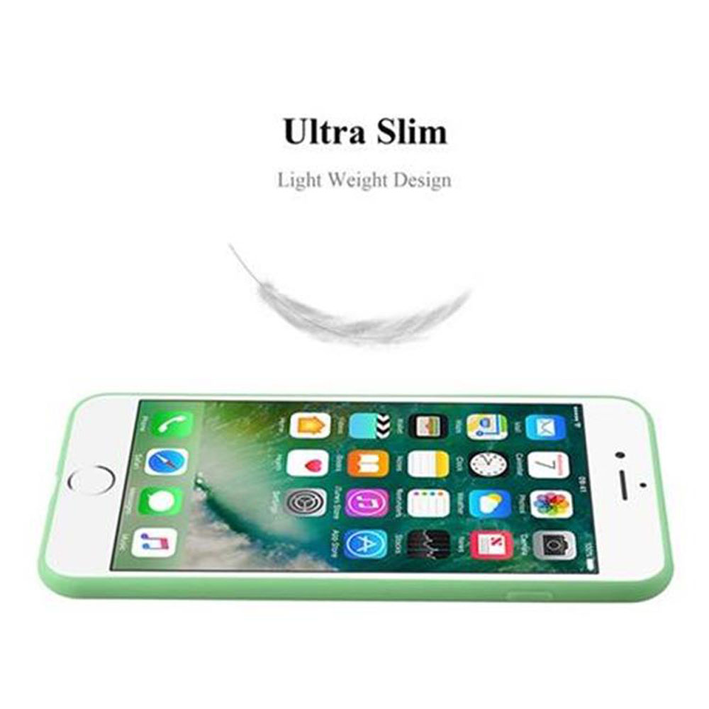 Un iPhone verde chiaro mostra app. Testo: 'Ultra Slim, Light Weight Design'.