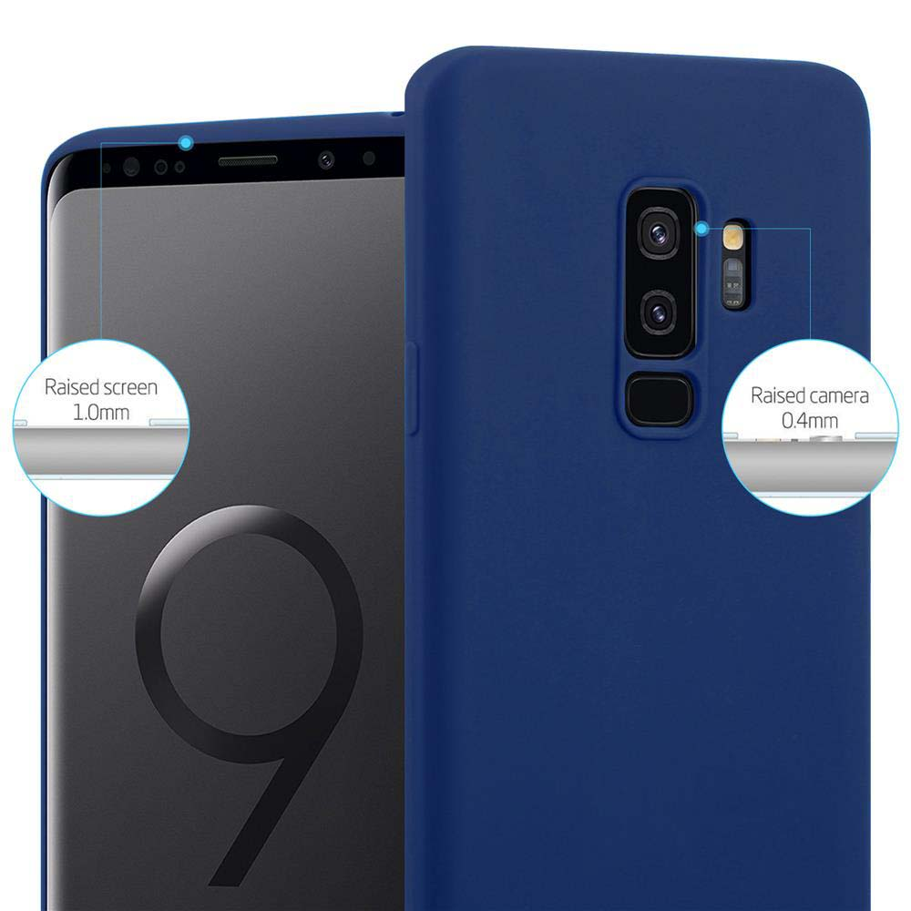 Una custodia blu scuro per telefono mostra parte dello schermo e della fotocamera.
