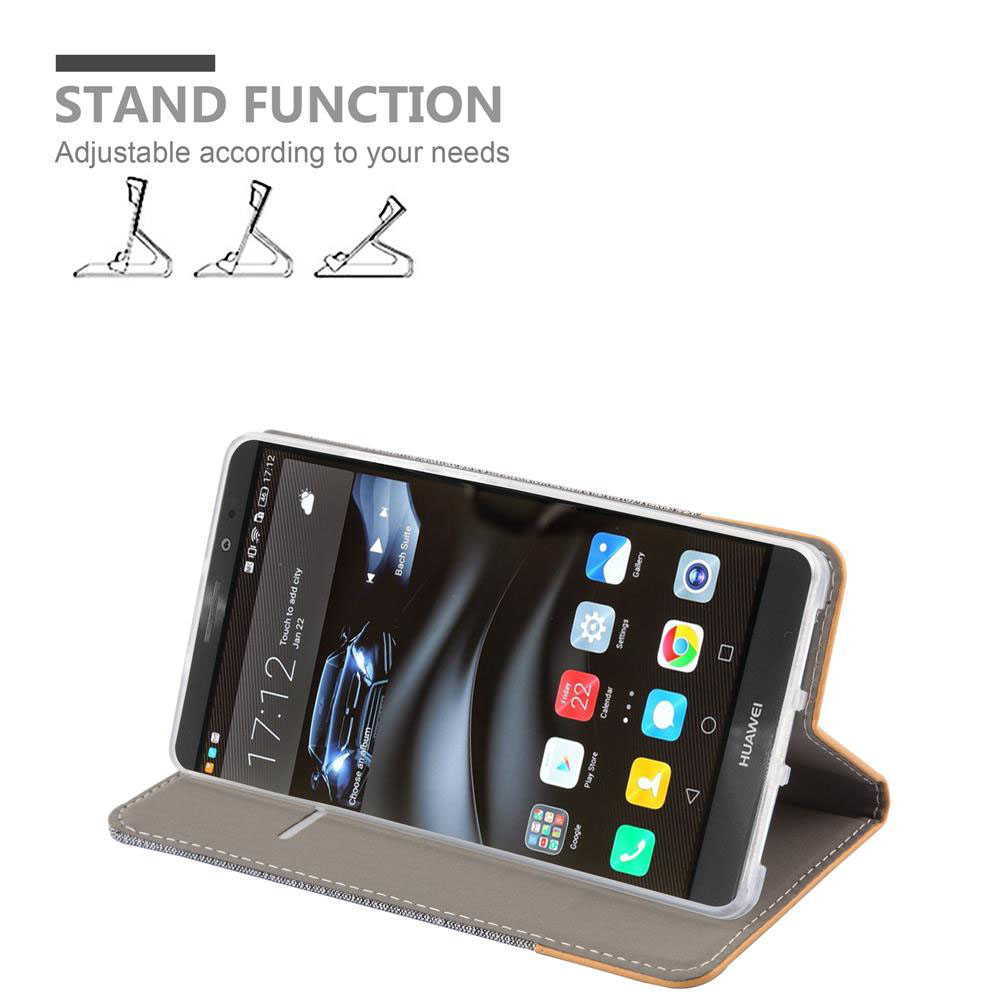 Smartphone im aufgestellten Ständer-Case mit verschiedenen Winkeloptionen.