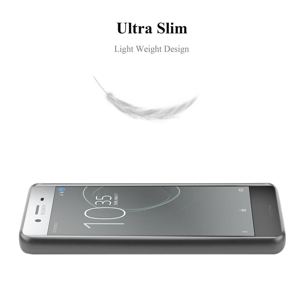 Telefono Sony ultra sottile con grafica piuma e testo. Ora 10:35.