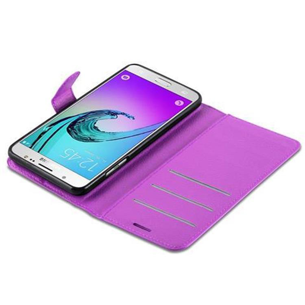Una custodia viola per telefono con uno smartphone con sfondo a onde.