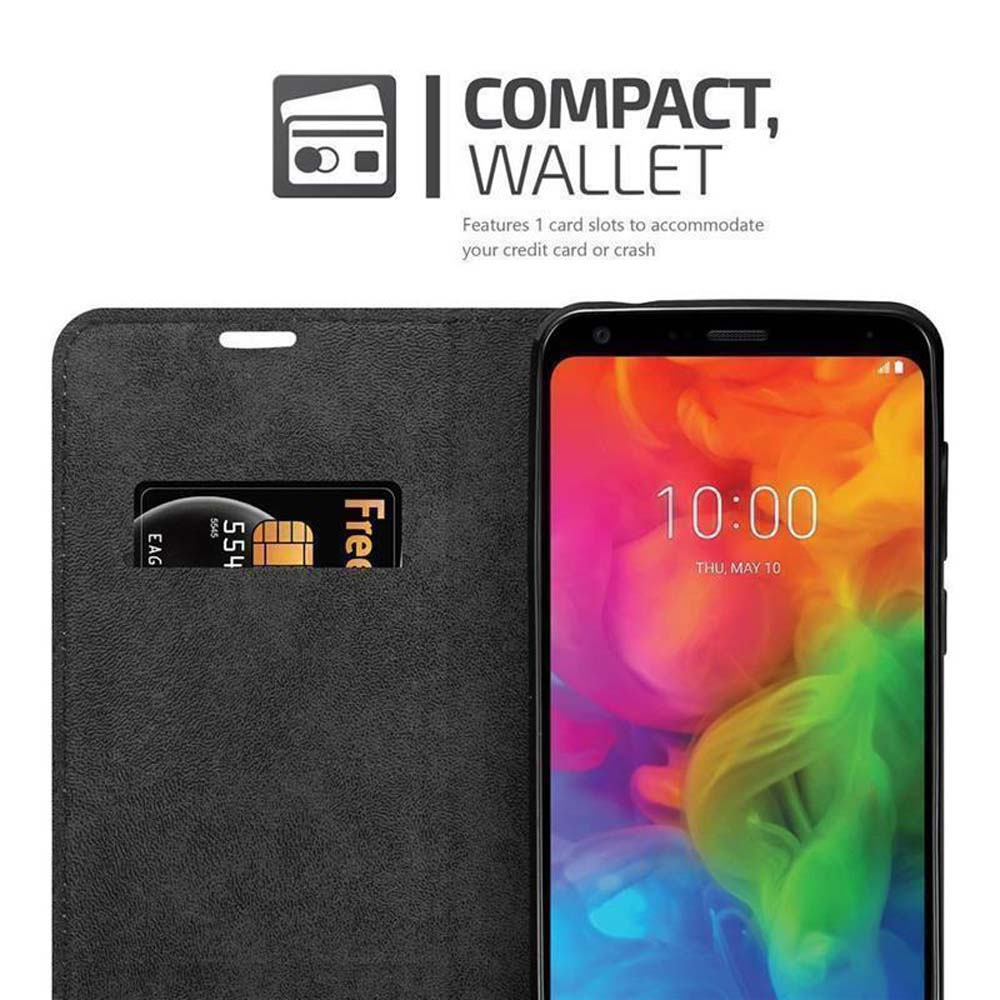 Custodia nera per telefono con slot per schede e display smartphone, 10:00.
