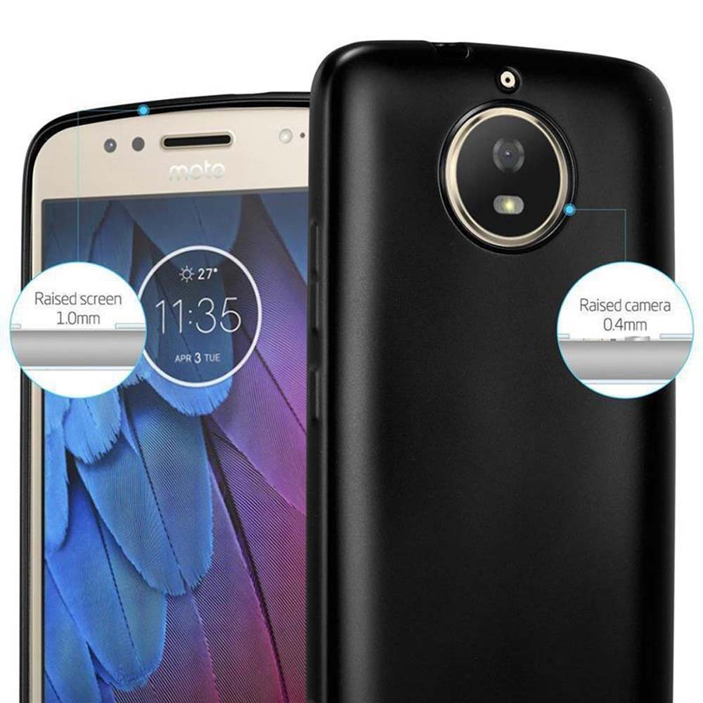 Telefono nero con display e dettagli fotocamera.