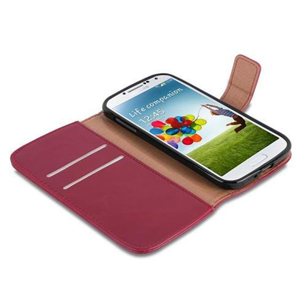 Una custodia rossa per telefono con uno smartphone che mostra palloncini colorati.