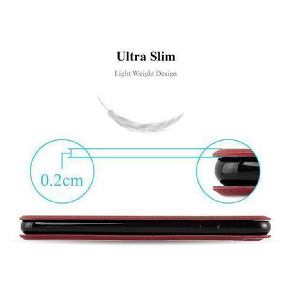 Design ultrasottile e leggero, spessore 0,2 cm. Custodia rossa.
