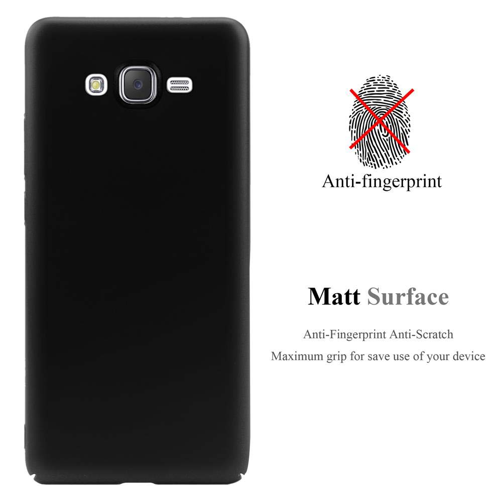 Schwarze Handyhülle mit mattem Finish und Anti-Fingerabdruck-Symbol.