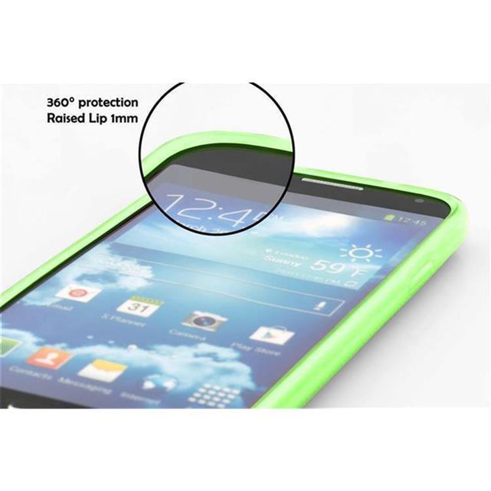 Smartphone con bordo verde brillante. Lo schermo mostra le 12:45.