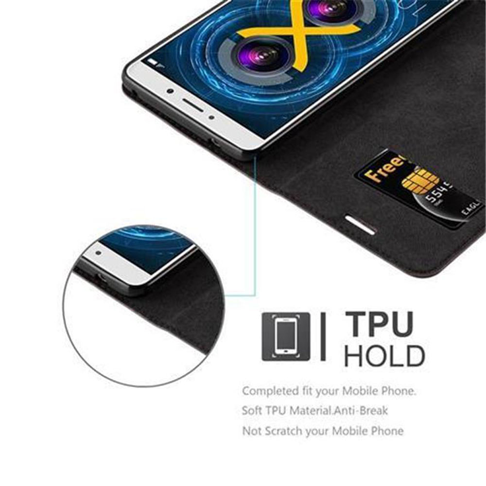 Custodia nera per telefono con telefono e scheda SIM. Supporto TPU mostrato.