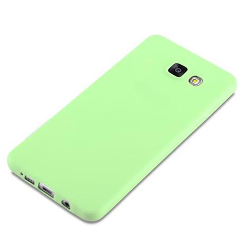Una cover verde chiaro per telefono su sfondo bianco.