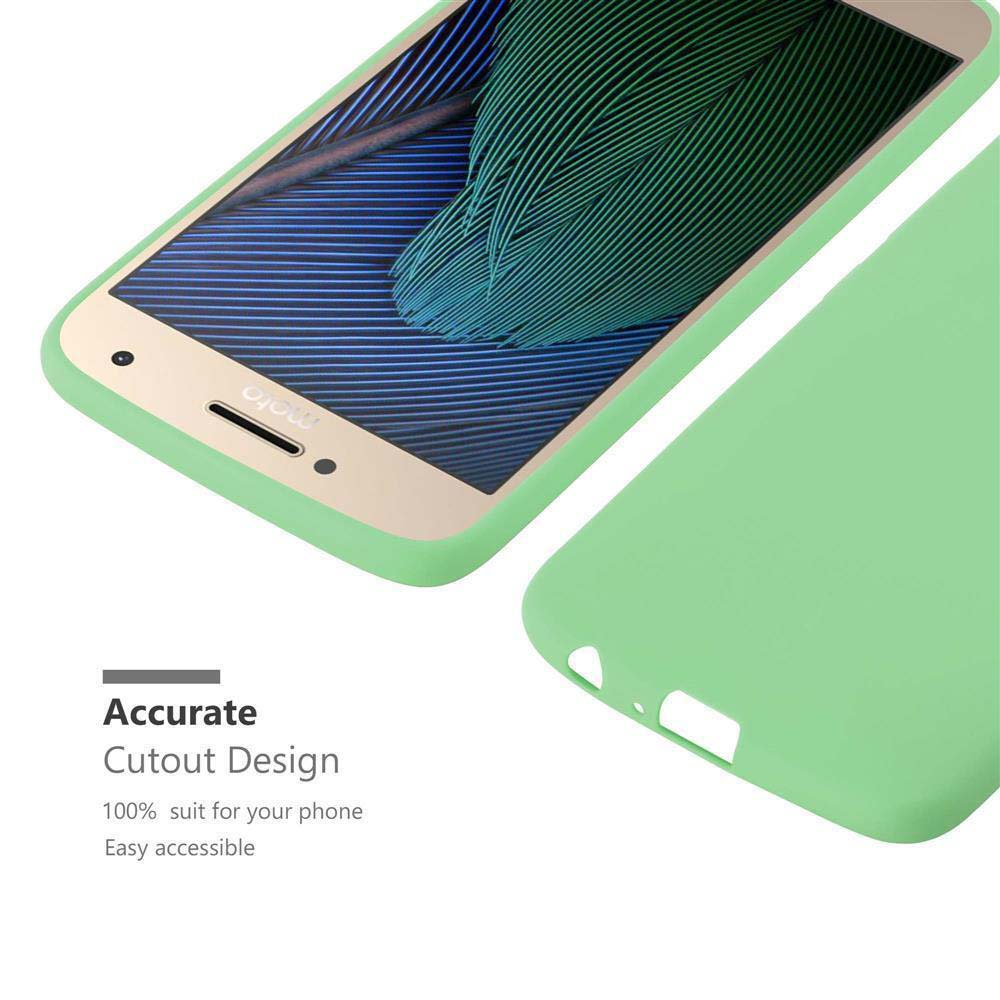 Una cover verde chiaro accanto a uno smartphone con sfondo verde.