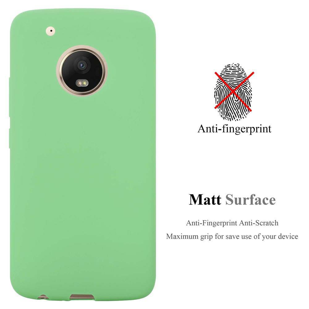 Custodia verde per telefono con testo "Anti-fingerprint" e "Matt Surface".