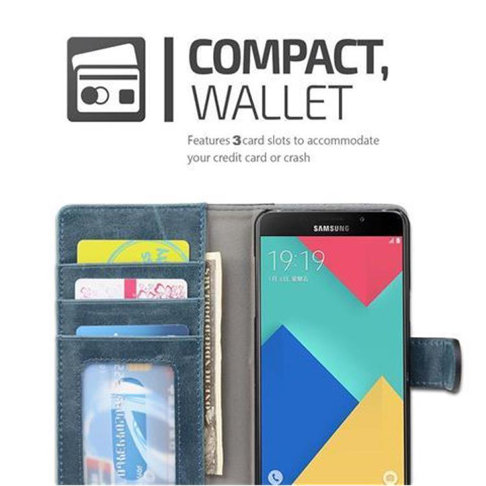 Cartera azul con soporte para tarjetas y teléfono Samsung, con 3 ranuras.