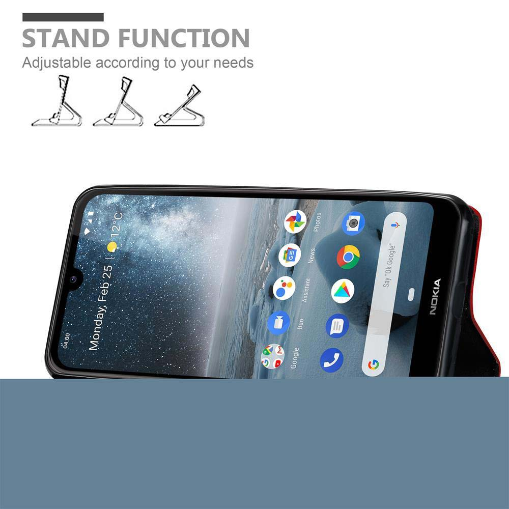 Telefono Nokia con funzione di supporto regolabile. Mostra data, ora e meteo.