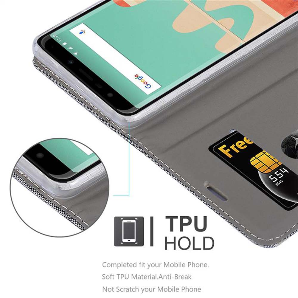 Ein Handy-Etui mit einem Smartphone und einer Kreditkarte.
