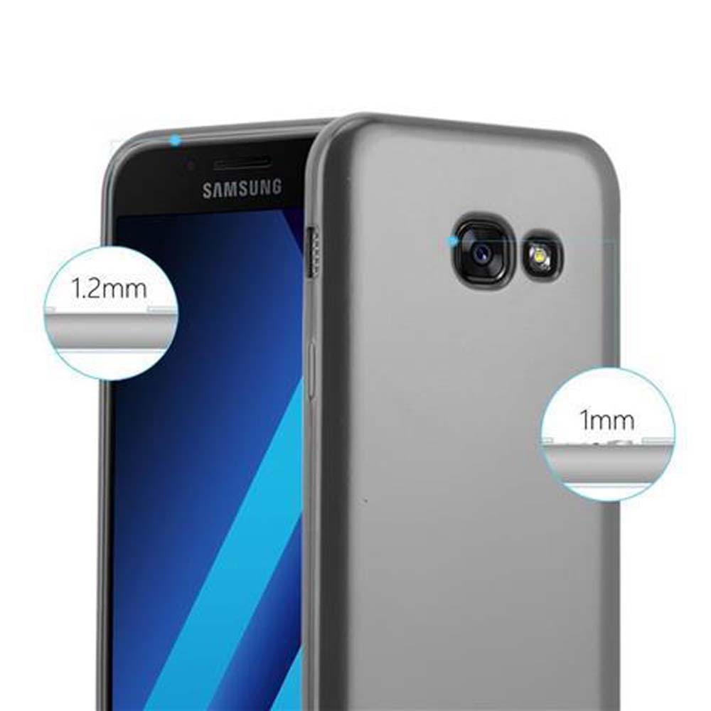 Funda gris para teléfono mostrando indicadores de 1mm y 1.2mm