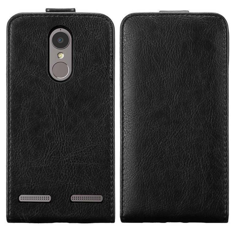 Schwarze Lederhülle für ein Smartphone mit Kameraöffnung und Lautsprechergrills.