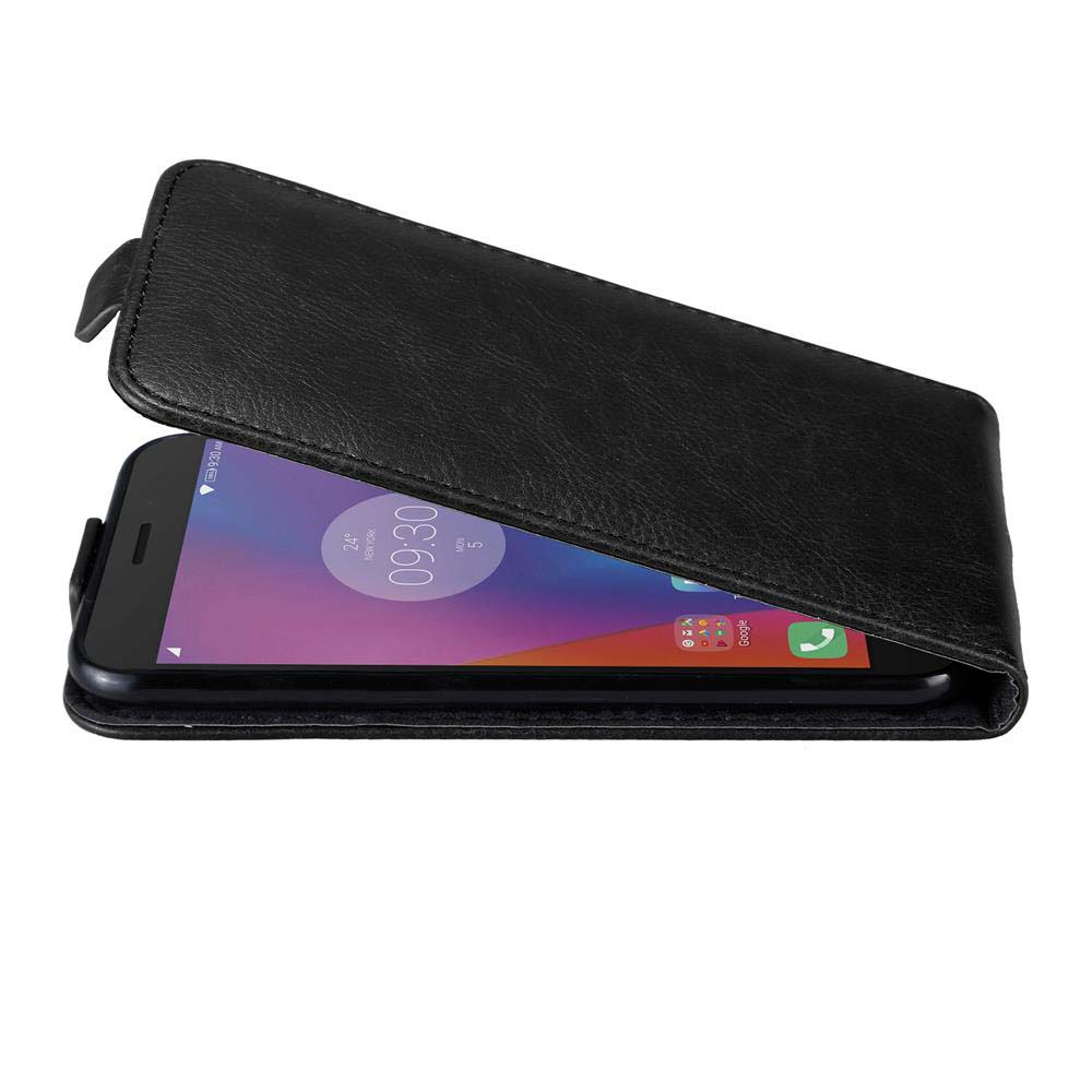 Schwarzes Smartphone in einer schwarzen Lederhülle, das Display zeigt 09:30.