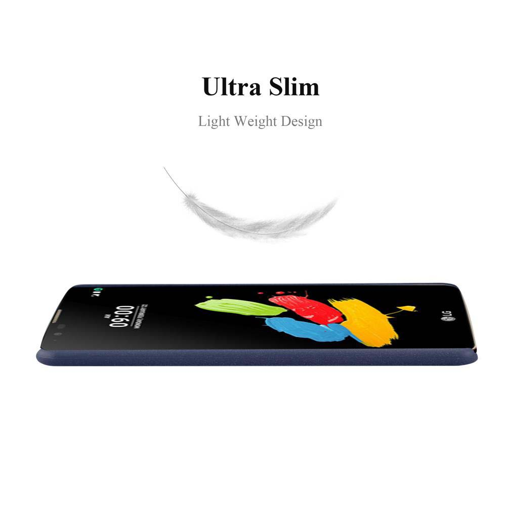 Ein schlankes Smartphone mit einem bunten Bildschirm und einer Feder darüber.