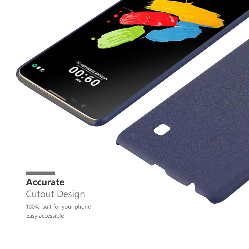 Ein blaues Handy mit bunten Pinselstrichen auf dem Bildschirm und einer Handyhülle.