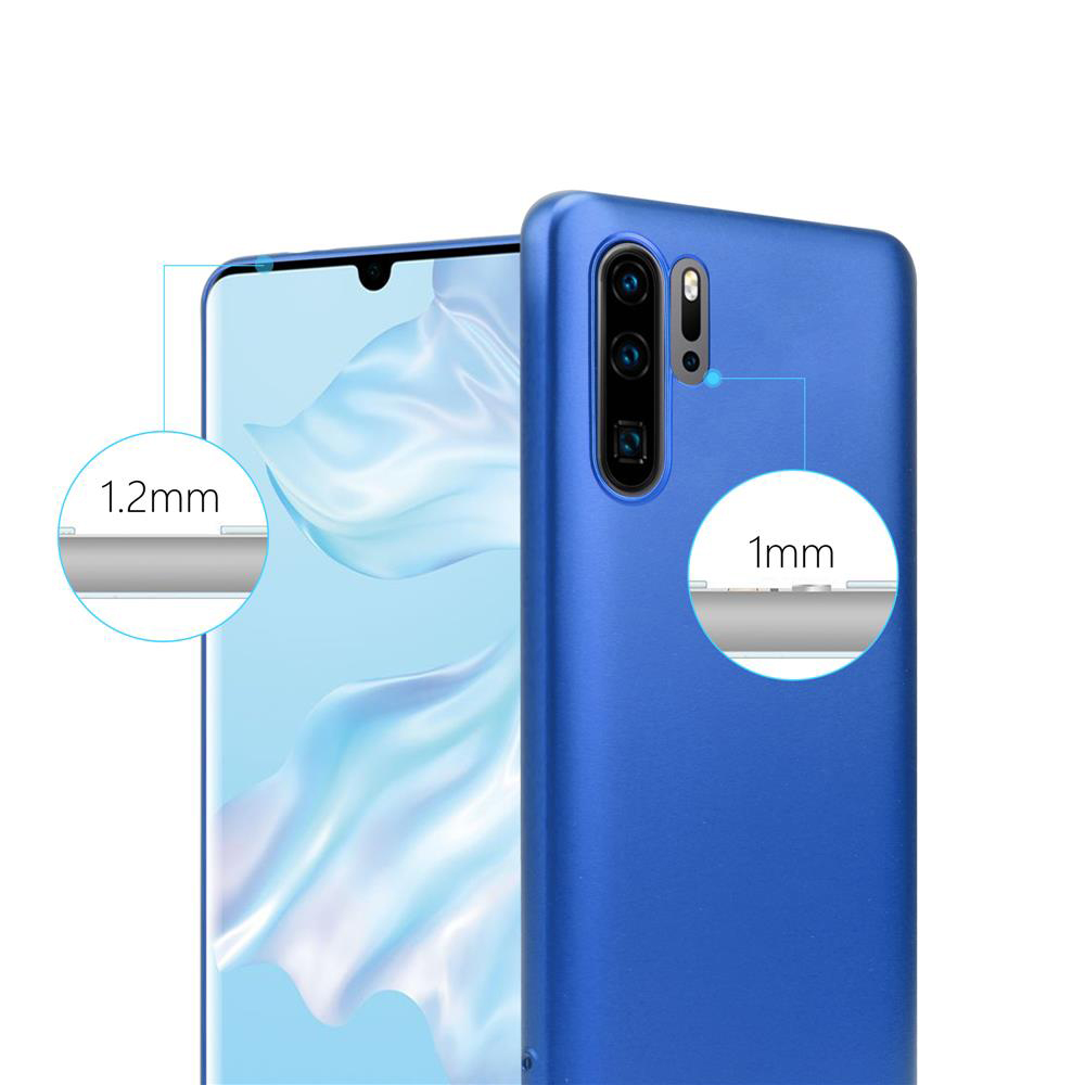 Custodia blu per telefono con indicatori di spessore 1 mm e 1,2 mm.