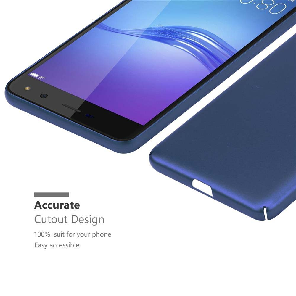 Telefono blu scuro con custodia. Design preciso con ritagli.