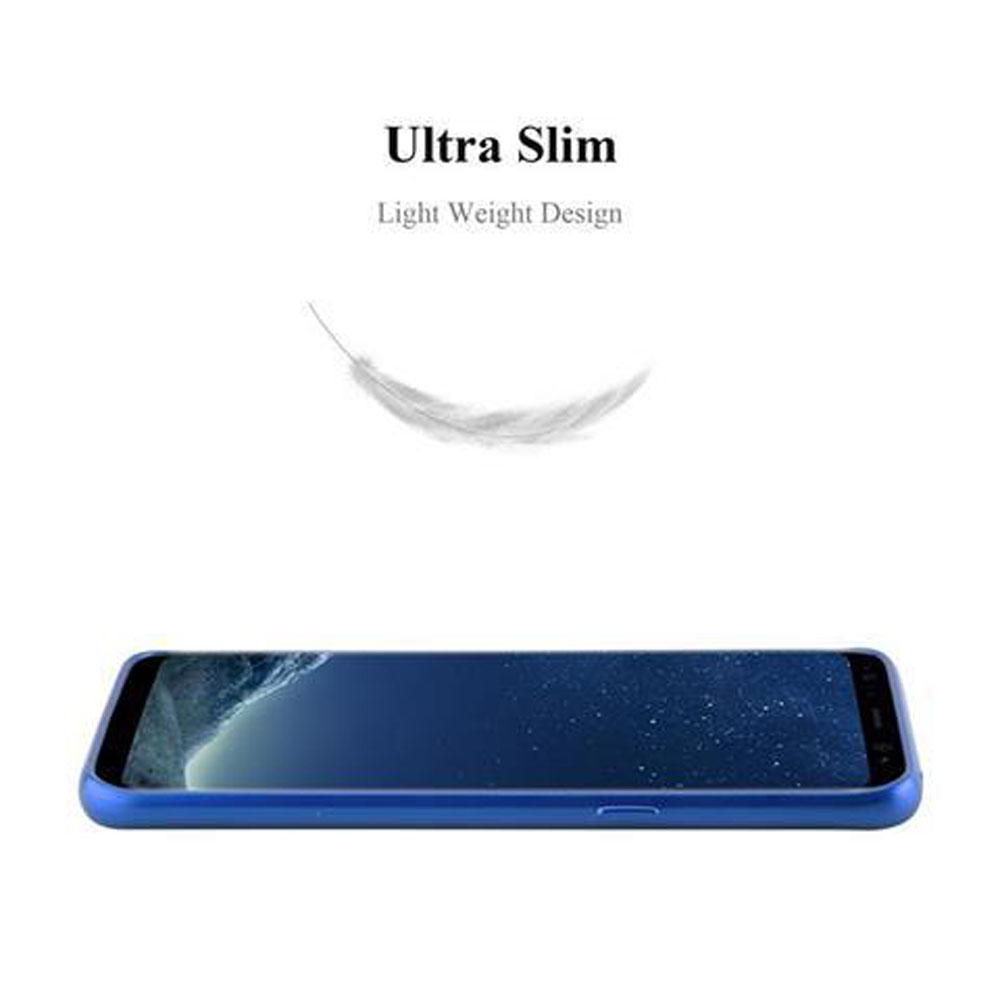 Smartphone blu con testo 'Ultra Slim' e icona di piuma.