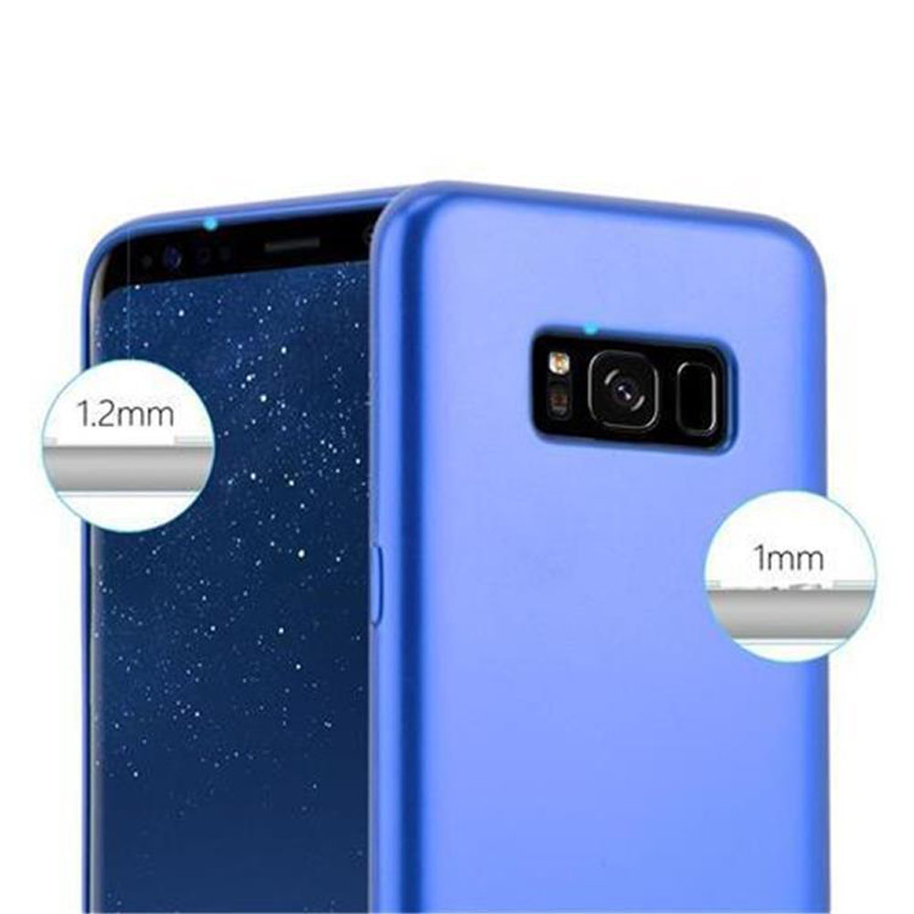 Due cover per telefono blu, una da 1,2 mm e l'altra da 1 mm.