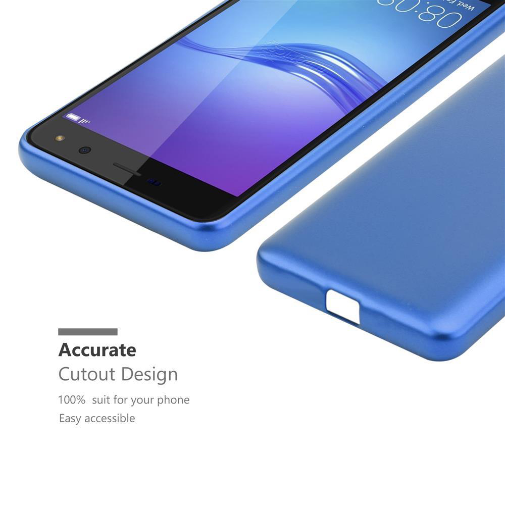 Blaues Handy mit Schutzhülle und Text.