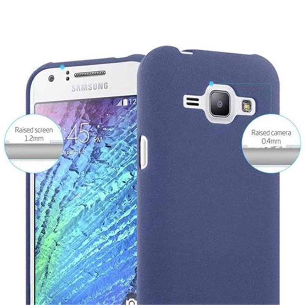 Un telefono Samsung blu con una custodia blu che ne evidenzia i bordi.