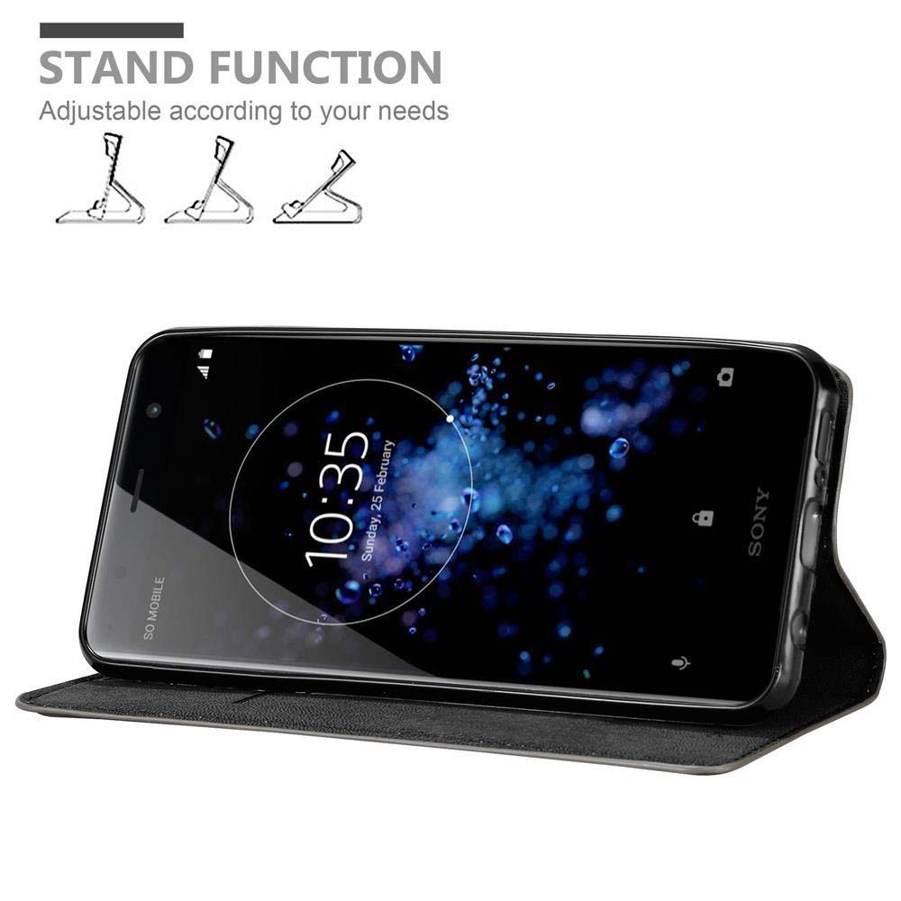 Smartphone Sony con funzione stand e sfondo con gocce d'acqua.