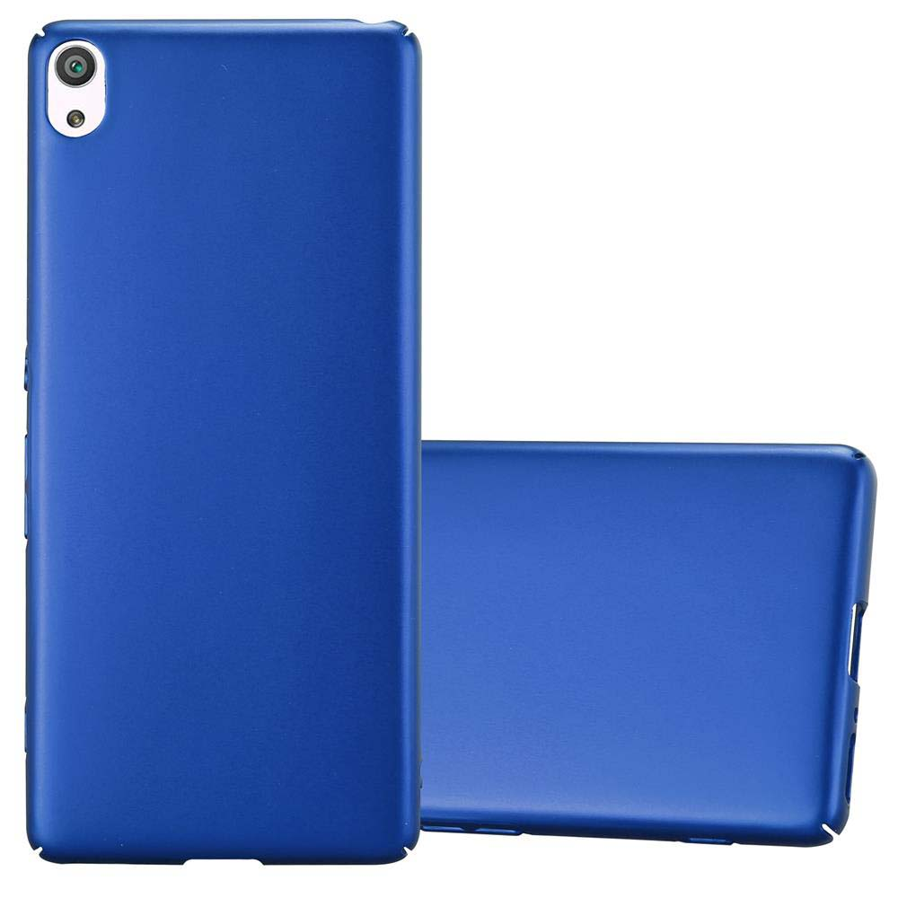 Dos fundas azules para teléfono, una de pie, la otra tumbada.