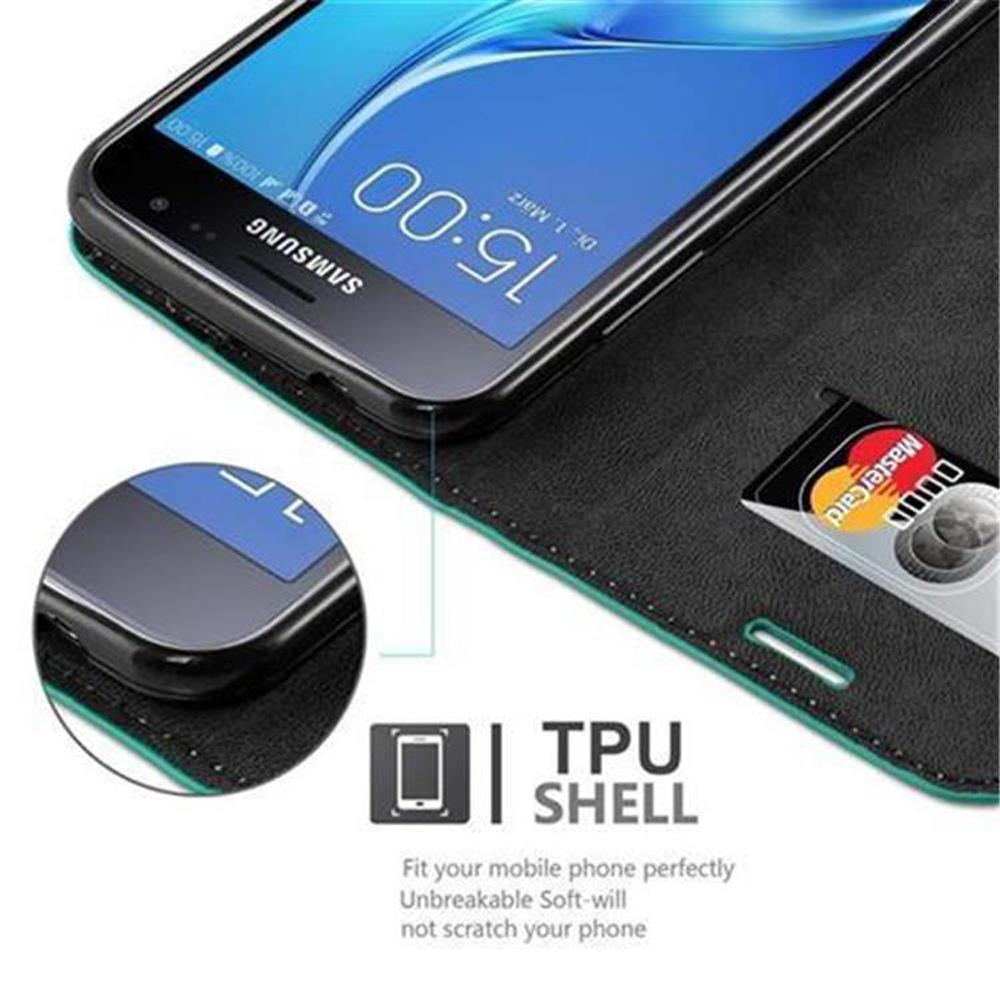 Teléfono Samsung en funda negra con MasterCard y logo "TPU SHELL".