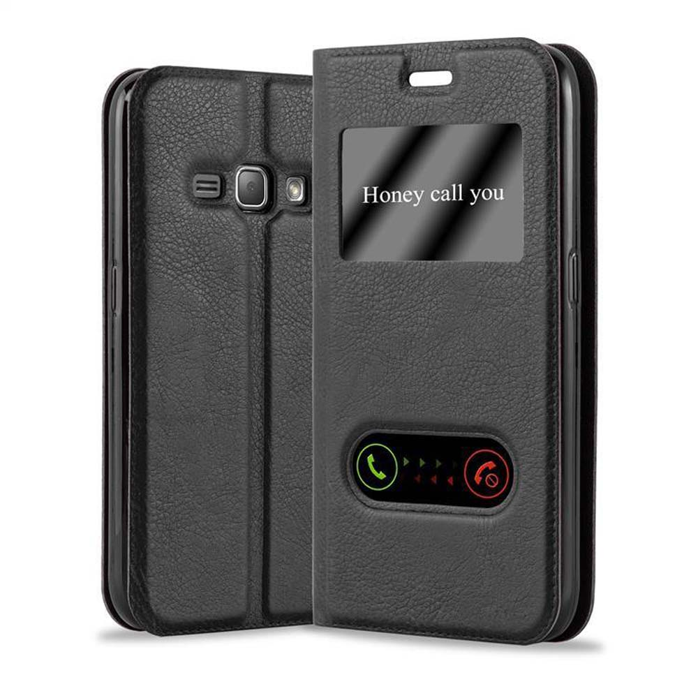 Funda negra para teléfono con ventana de visualización 