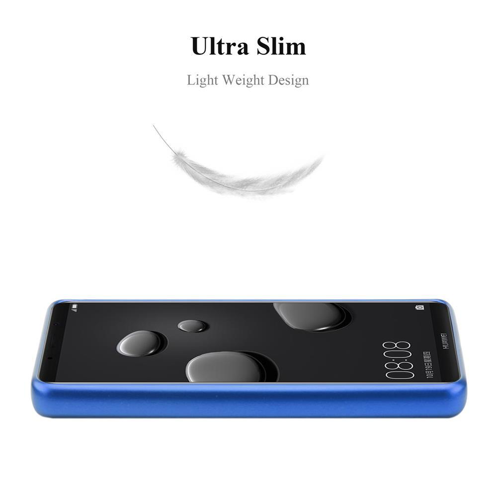 Blauer Handy-Rahmen mit Tropfen auf dem Bildschirm, Ultra Slim Schriftzug.