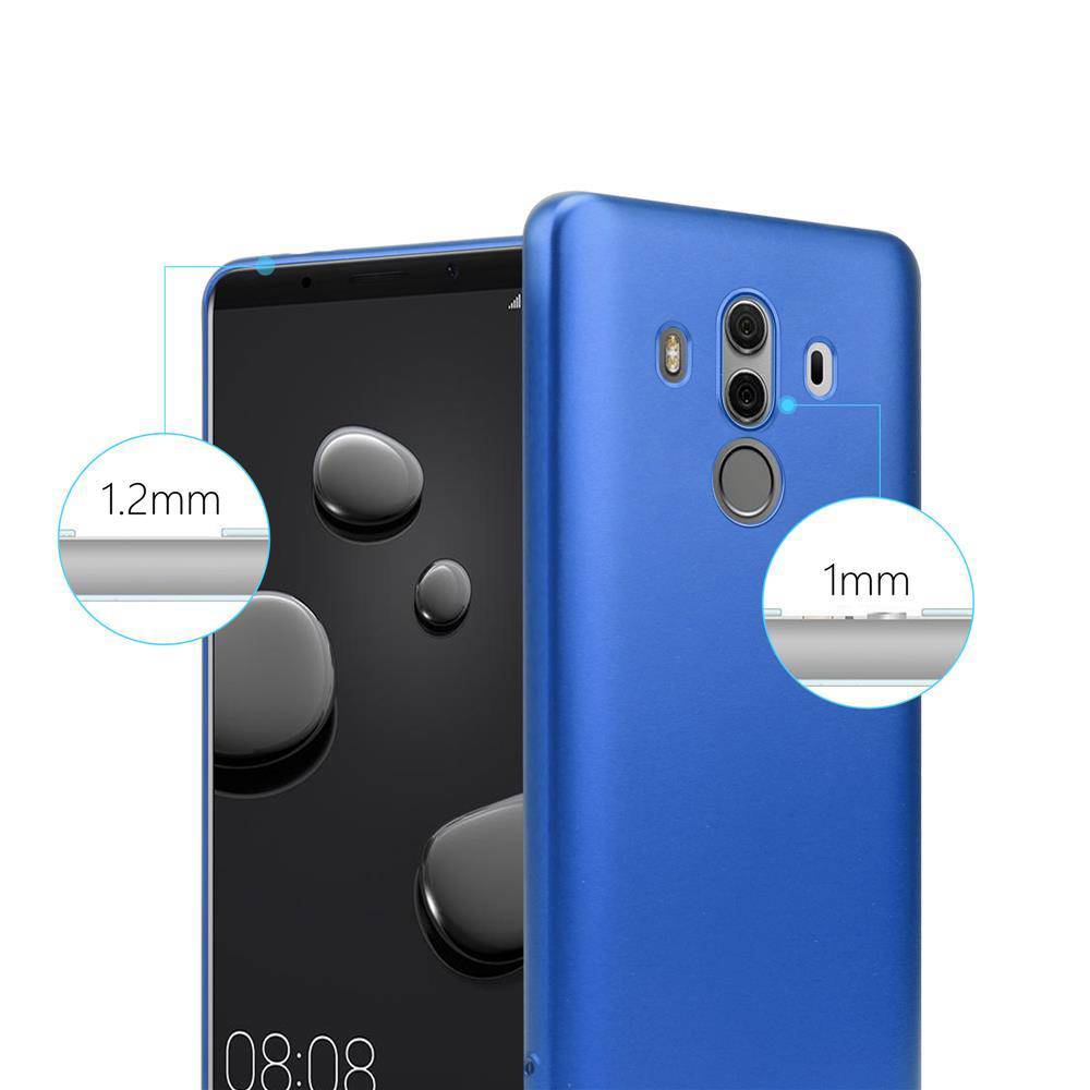 Blaue Handyhülle mit 1 mm Dicke neben einem Telefon mit 1,2 mm Rand.