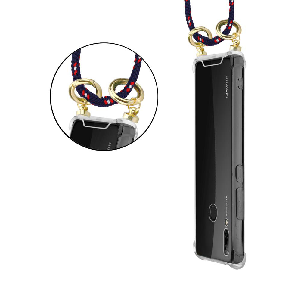 Una cover trasparente per telefono con un laccio da portare al collo.