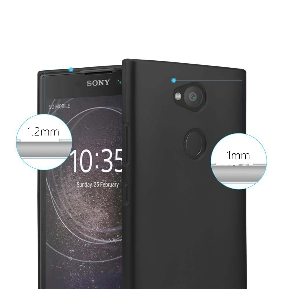 Telefono Sony nero con misure di 1,2 mm e 1 mm.