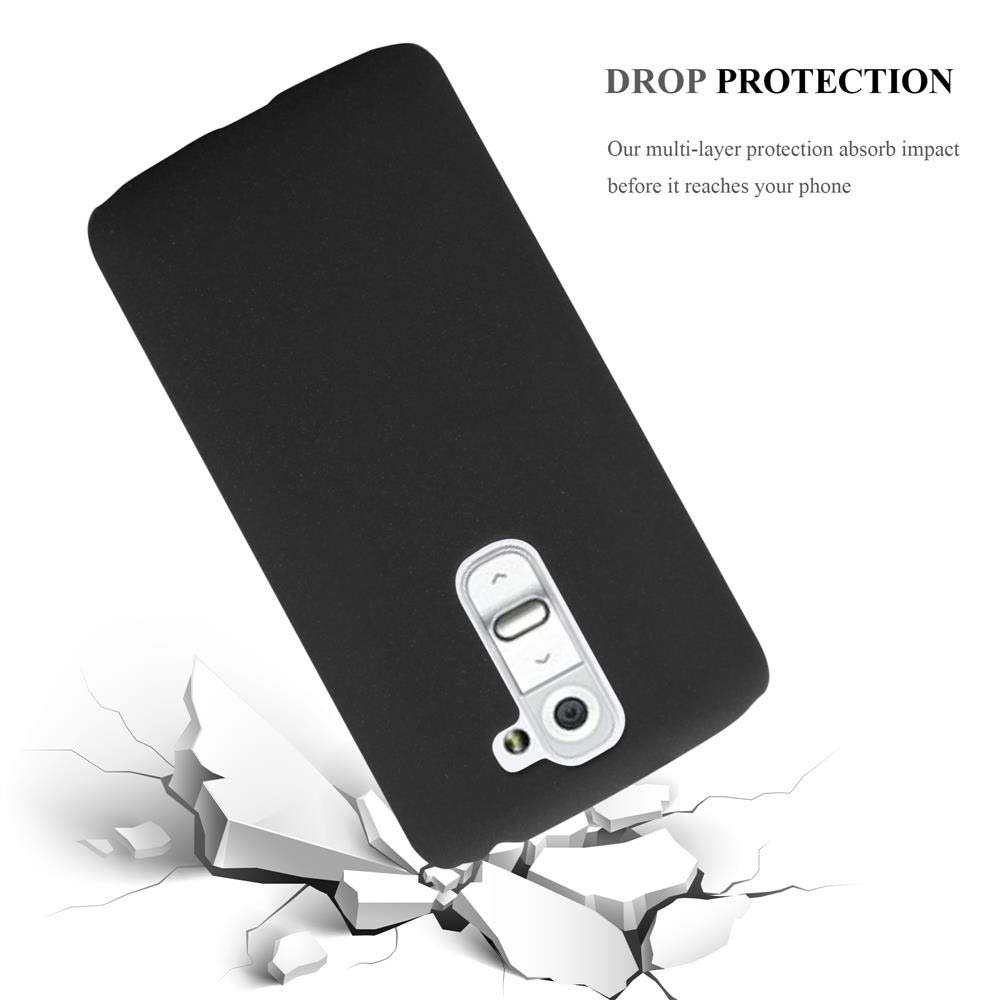 Cover nera per telefono che sfonda superficie bianca, mostra protezione.