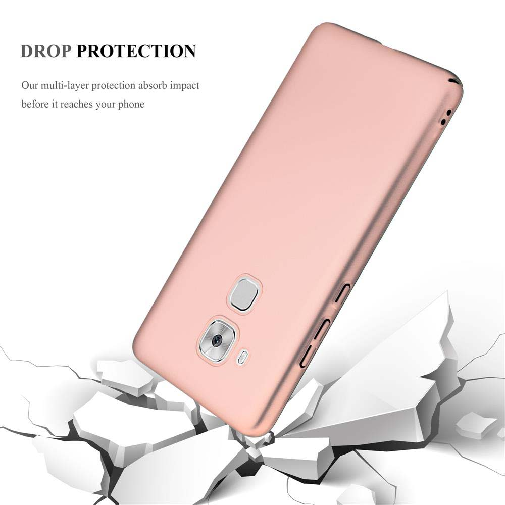 Una cover rosa oro rompe rocce bianche. Protezione anticaduta.