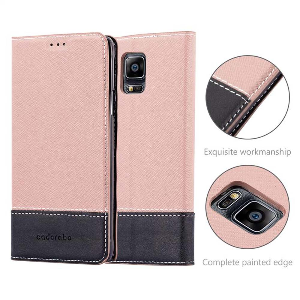 Una custodia per telefono rosa con fondo in pelle nera.